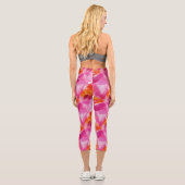 Leggings Capri Aquarelle rose orange Abstrait (Verso)