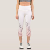 Leggings Capri Aquarelle rose romantique Floral (Recto)