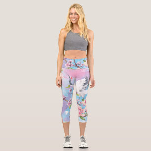 Leggings Capri Aquarelle Rouge Motif japonais