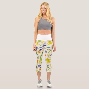 Leggings Capri Aquarelle rustique Jardin Floral Botanique