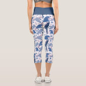 Leggings Capri Ara Parrot bleu dessin Tropical Leave Motif (Verso)