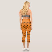 Leggings Capri Araignées Halloween motif noir et orange (Verso)