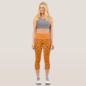 Leggings Capri Araignées Halloween motif noir et orange (Recto)