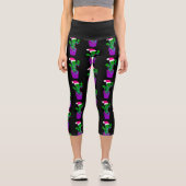 Leggings Capri arbre de Noël rose père Noël cactus (Recto)