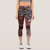 Leggings Capri Arbre rouge en fleurs de cerisiers (Recto)