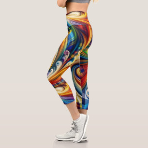 Leggings Capri Arc-en-ciel Abstrait moderne