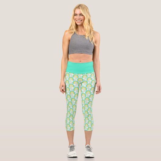 Leggings Capri Arc-en-ciel avec bleu de nuage (Recto)