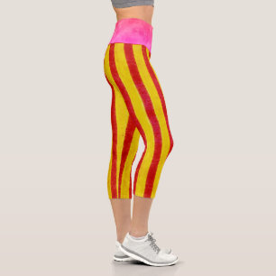 Leggings Capri arc-en-ciel ceinture jaune Catalogn