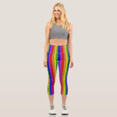 Leggings Capri Arc-en-ciel coloré amusant Chevron rayé (Recto)