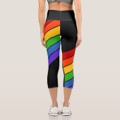 Leggings Capri Arc-en-ciel Diagonal Stripe Noir (Verso)