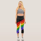 Leggings Capri Arc-en-ciel Diagonal Stripe Noir (Recto)