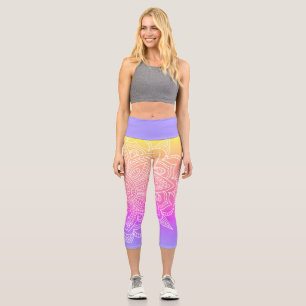 Leggings Capri Arc en ciel Purple & Blanc Mandala Yoga Capri Legg