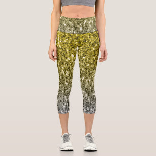 Leggings Capri Argent or brillant foncé parties scintillant ombre