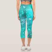 Leggings Capri Arrière - plan à huile Turquoise de la menthe (Verso)