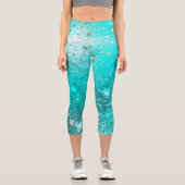 Leggings Capri Arrière - plan à huile Turquoise de la menthe (Recto)