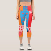 Leggings Capri Arrière - plan aux couleurs vives avec cercles et (Recto)