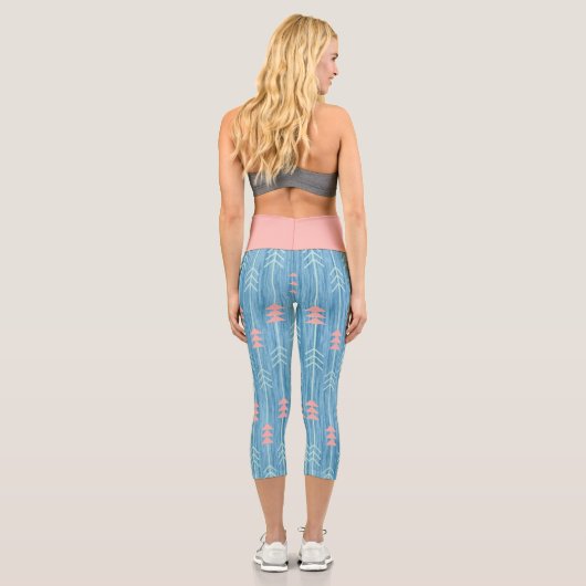 Leggings Capri Arrière - plan Boho Rose Flèche Bleu (Verso)