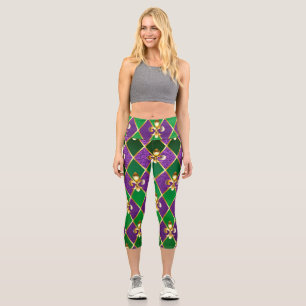 Leggings Capri Arrière - plan de bijoux Mardi Gras