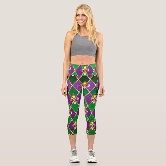 Leggings Capri Arrière - plan de bijoux Mardi Gras (Recto)