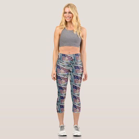 Leggings Capri Arrière-plan Fireworks (Recto)