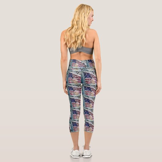 Leggings Capri Arrière-plan Fireworks (Verso)