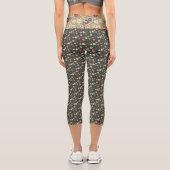 Leggings Capri arrière - plan floral capris sombre (Verso)
