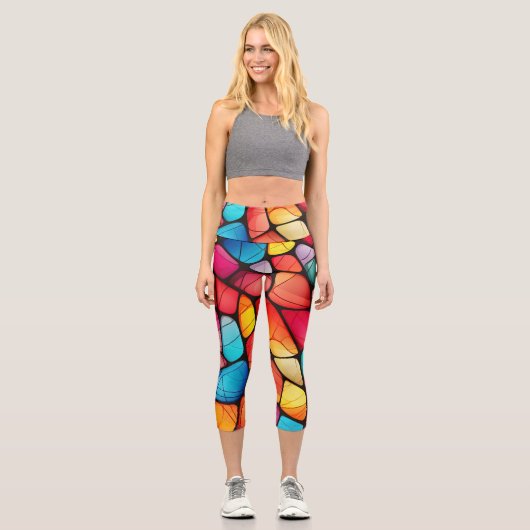 Leggings Capri Arrière - plan Motif en verre coloré (Recto)