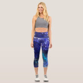 Leggings Capri Arrière - plan spatial avec étoiles (Recto)