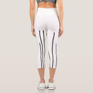 Leggings Capri Art Abstrait Black White Lines Minimalisme