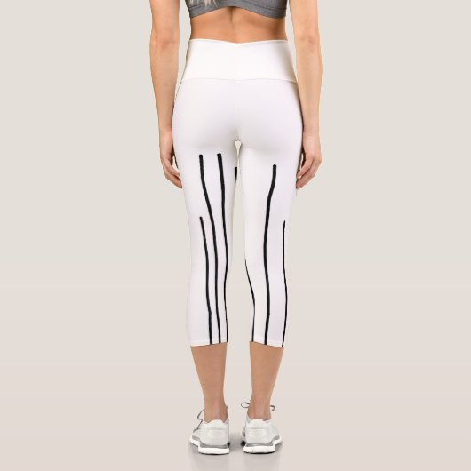 Leggings Capri Art Abstrait Black White Lines Minimalisme (Verso)