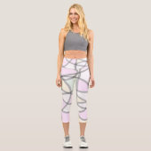 Leggings Capri Art Abstrait Corail beige clair rose jaune (Recto)