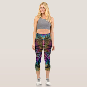 Leggings Capri Art abstrait fractal coloré et psychédélique