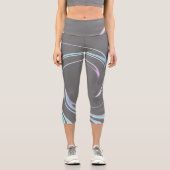Leggings Capri Art Abstrait Gris Gris Gris Bleu Blanc Minimalisme (Recto)