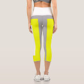 Leggings Capri Art Abstrait gris jaune blanc (Verso)
