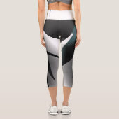 Leggings Capri Art Abstrait gris noir blanc (Verso)