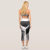 Leggings Capri Art Abstrait gris noir blanc (Verso)