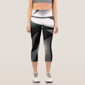Leggings Capri Art Abstrait gris noir blanc (Recto)