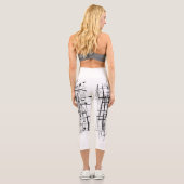 Leggings Capri Art Abstrait minimaliste noir et blanc (Verso)