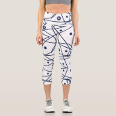 Leggings Capri Art Abstrait Noir Blanc Lignes Cercles Minimalisme (Recto)