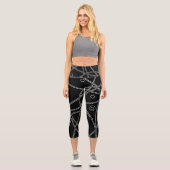 Leggings Capri Art Abstrait Noir Blanc Lignes Cercles Minimalisme (Recto)