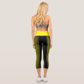 Leggings Capri Art Abstrait noir et jaune (Verso)