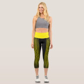 Leggings Capri Art Abstrait noir et jaune (Recto)