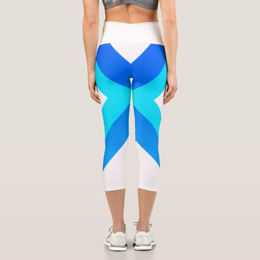 Leggings Capri Art Abstrait Turquoise Vert Bleu Blanc (Verso)