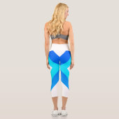 Leggings Capri Art Abstrait Turquoise Vert Bleu Blanc (Verso)