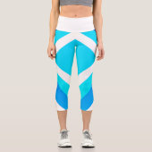 Leggings Capri Art Abstrait Turquoise Vert Bleu Blanc (Recto)