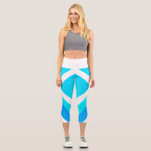 Leggings Capri Art Abstrait Turquoise Vert Bleu Blanc (Recto)