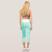 Leggings Capri Art Abstrait Turquoise Vert Bleu Blanc (Verso)