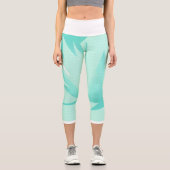 Leggings Capri Art Abstrait Turquoise Vert Bleu Blanc (Recto)