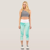 Leggings Capri Art Abstrait Turquoise Vert Bleu Blanc (Recto)