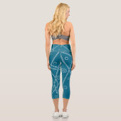 Leggings Capri Art Abstrait Vert Ligne Bleue Cercles Minimalisme (Verso)